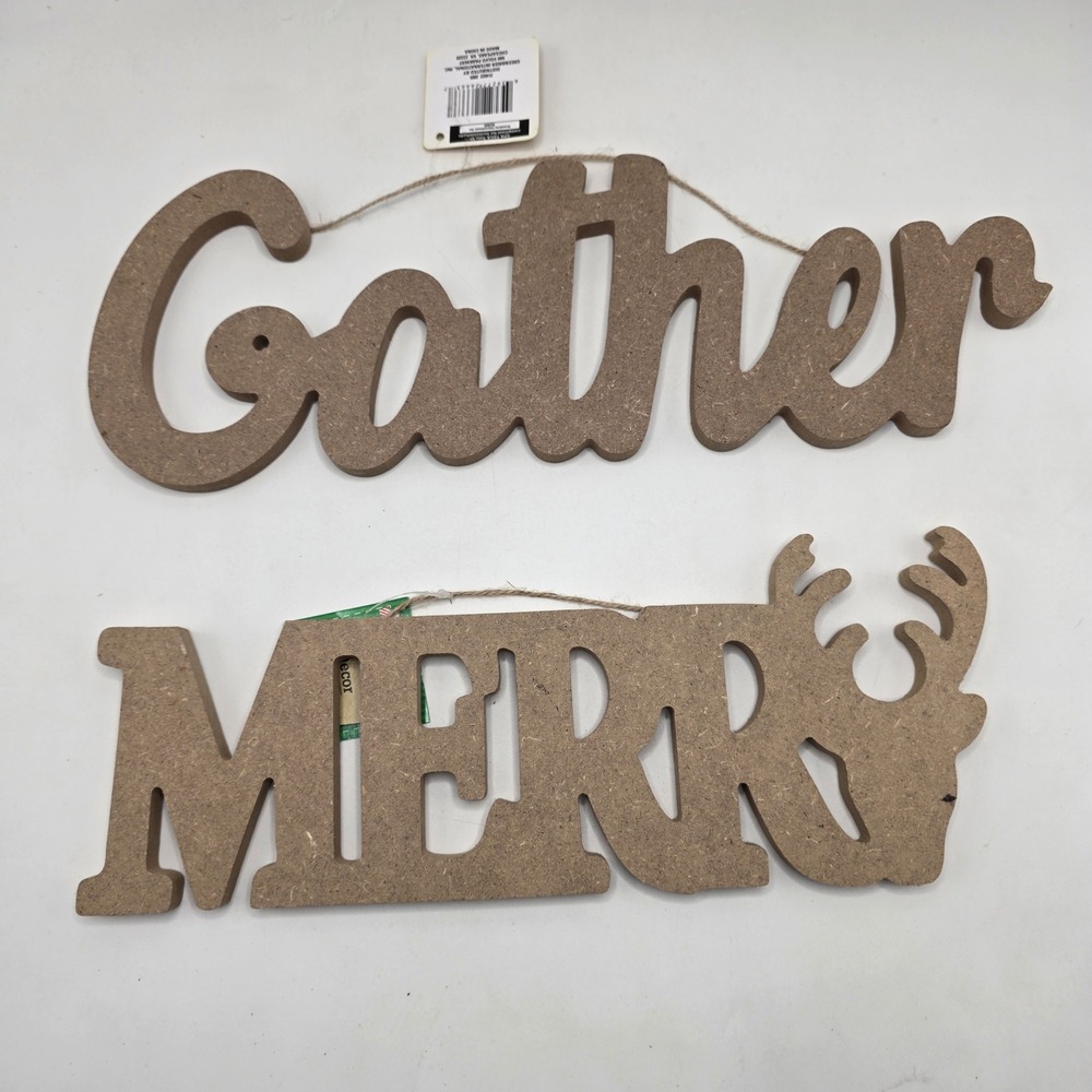 Unfinished DIY Paint Your Own Wall Sign Set Gather Merry Reindeer Unfinished